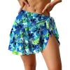 Ekouaer Sarong Wraps for Women Chiffon Beach Swimsuit Coverup Sheer Short Bathing Suit Cover Up Skirt for Swimwear(Blue Green Print)