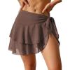 Ekouaer Sarong Wraps for Women Chiffon Beach Swimsuit Coverup Sheer Short Bathing Suit Cover Up Skirt for Swimwear(Brown)