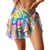 Ekouaer Sarong Wraps for Women Chiffon Beach Swimsuit Coverup Sheer Short Bathing Suit Cover Up Skirt for Swimwear(Pink Blue Lines)
