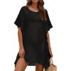 Ekouaer Women’s Swimsuit Coverup Chiffon Floral Bathing Suit Cover Up Ruffled Summer Beachwear Bikini Coverups S-3XL(Black)