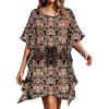 Ekouaer Women’s Swimsuit Coverup Chiffon Floral Bathing Suit Cover Up Ruffled Summer Beachwear Bikini Coverups S-3XL(Bohemia Black)