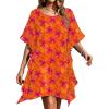 Ekouaer Women’s Swimsuit Coverup Chiffon Floral Bathing Suit Cover Up Ruffled Summer Beachwear Bikini Coverups S-3XL(Floral Orange)