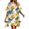 Ekouaer Women’s Swimsuit Coverup Chiffon Floral Bathing Suit Cover Up Ruffled Summer Beachwear Bikini Coverups S-3XL(Floral Yellow)