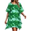 Ekouaer Women’s Swimsuit Coverup Chiffon Floral Bathing Suit Cover Up Ruffled Summer Beachwear Bikini Coverups S-3XL(Green)