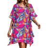Ekouaer Women’s Swimsuit Coverup Chiffon Floral Bathing Suit Cover Up Ruffled Summer Beachwear Bikini Coverups S-3XL(Multicolor1)