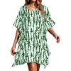 Ekouaer Women’s Swimsuit Coverup Chiffon Floral Bathing Suit Cover Up Ruffled Summer Beachwear Bikini Coverups S-3XL(Stripe Green)