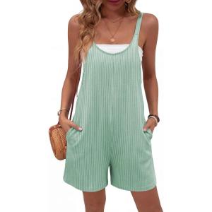 Ekouaer Rompers for Women Casual Loose Sleeveless Overalls Shorts Knit Jumpsuits 2026 Summer Vacation Beach Outfits(Ice Green)
