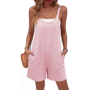 Ekouaer Rompers for Women Casual Loose Sleeveless Overalls Shorts Knit Jumpsuits 2026 Summer Vacation Beach Outfits(Light Pink)