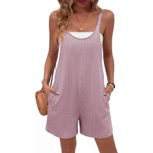 Ekouaer Rompers for Women Casual Loose Sleeveless Overalls Shorts Knit Jumpsuits 2026 Summer Vacation Beach Outfits(Purple)