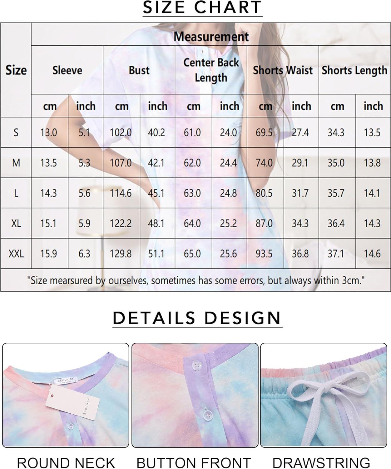 imageEkouaer Pajamas Set for Women Short Sleeve Lounge Set 2 Piece Loungewear PJs Soft Cute Lightweight SleepwearWhite Flower