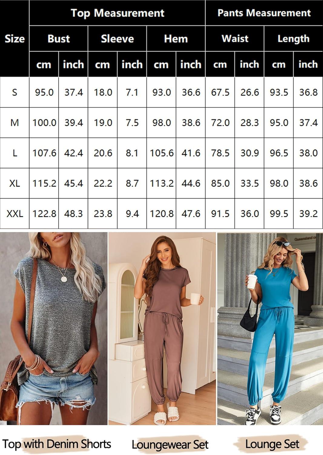 imageEkouaer Pajamas for women 2 Piece Lounge Set Cap Sleeve Sleepwear Joggers Pants Pjs with Pockets SXXLLight Grey