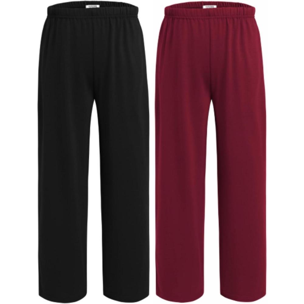 imageEkouaer 2 Pack Boys Pajamas Pants Soft Elastic Waist PJ Bottoms Comfy Lounge Long Pants with 2 Pockets 414 YearsBlackwine Red