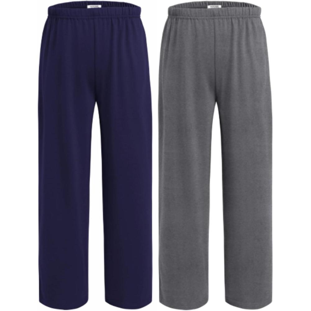 imageEkouaer 2 Pack Boys Pajamas Pants Soft Elastic Waist PJ Bottoms Comfy Lounge Long Pants with 2 Pockets 414 YearsGreyblue
