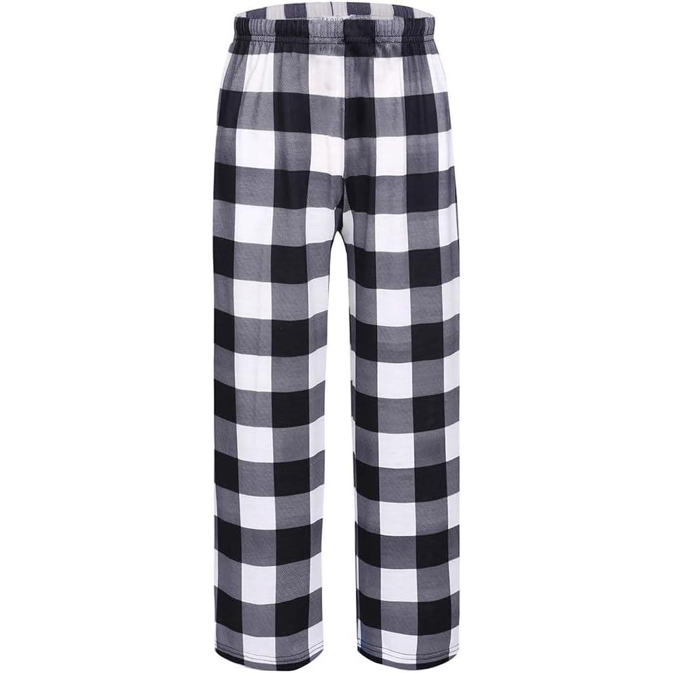 imageEkouaer Boys Sleepwear Pant Long Pajamas Pants Plaid Pj Pant Elastic Waist BottomsAayarn Dyed Lattice5