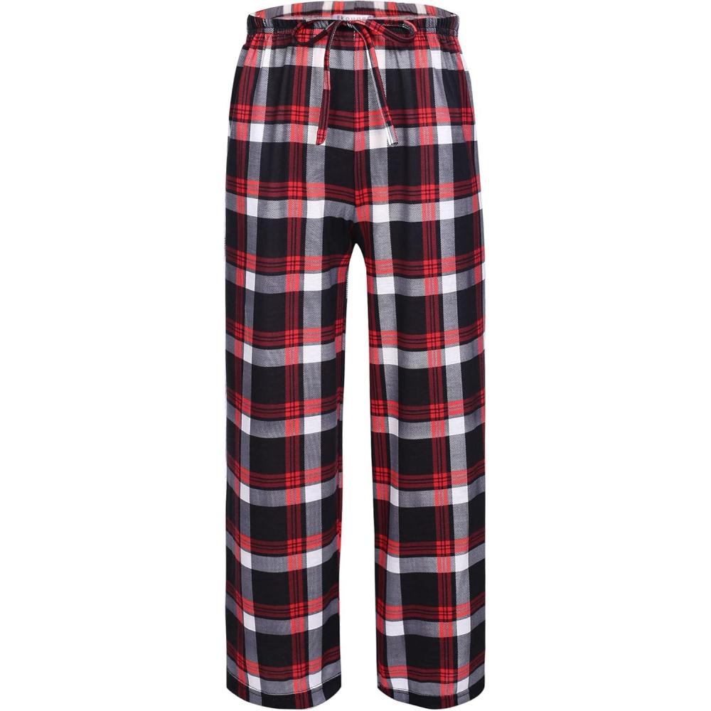 imageEkouaer Boys Sleepwear Pant Long Pajamas Pants Plaid Pj Pant Elastic Waist BottomsAyarn Dyed Lattice2