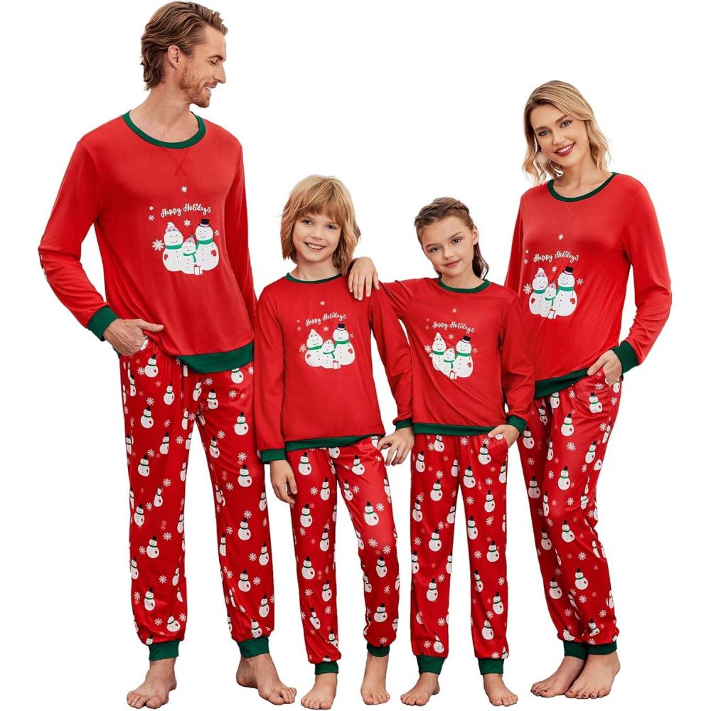 imageEkouaer Christmas Child Pajamas Sets Xmas Holiday PjsRed Snowman