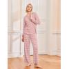 Ekouaer 2 Pack Womens Pajama Sets Long Sleeve Sleepwear Long Pants Loungewear Soft Pjs Set with Pockets S-XXL(Black Dots/Light Pink Striped)