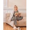 Ekouaer 2 Pack Womens Pajama Sets Long Sleeve Sleepwear Long Pants Loungewear Soft Pjs Set with Pockets S-XXL(Black/Leopard)