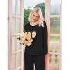 Ekouaer 2 Pack Womens Pajama Sets Long Sleeve Sleepwear Long Pants Loungewear Soft Pjs Set with Pockets S-XXL(Black/Leopard)