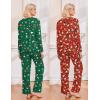 Ekouaer 2 Pack Womens Pajama Sets Long Sleeve Sleepwear Long Pants Loungewear Soft Pjs Set with Pockets S-XXL(Christmas Red/Christmas Green)