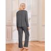 Ekouaer 2 Pack Womens Pajama Sets Long Sleeve Sleepwear Long Pants Loungewear Soft Pjs Set with Pockets S-XXL(Dark Grey/Grey Striped)
