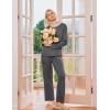 Ekouaer 2 Pack Womens Pajama Sets Long Sleeve Sleepwear Long Pants Loungewear Soft Pjs Set with Pockets S-XXL(Dark Grey/Grey Striped)