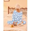 Ekouaer 2 Pack Womens Pajama Sets Long Sleeve Sleepwear Long Pants Loungewear Soft Pjs Set with Pockets S-XXL(Light Blue Daisy/Apricot Butterfly)