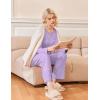 Ekouaer 2 Pack Womens Pajama Sets Long Sleeve Sleepwear Long Pants Loungewear Soft Pjs Set with Pockets S-XXL(Lilac Dots/Navy Star)