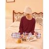 Ekouaer 2 Pack Womens Pajama Sets Long Sleeve Sleepwear Long Pants Loungewear Soft Pjs Set with Pockets S-XXL(Navy Plaid/Wine Plaid)