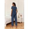 Ekouaer 2 Piece Womens Pajamas V Neck Short Sleeve Top and Long Pants Pjs Print Lounge Set Sleepwear(Blue Stars)