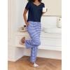 Ekouaer 2 Piece Womens Pajamas V Neck Short Sleeve Top and Long Pants Pjs Print Lounge Set Sleepwear(Blue Stripe)