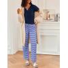 Ekouaer 2 Piece Womens Pajamas V Neck Short Sleeve Top and Long Pants Pjs Print Lounge Set Sleepwear(Blue Stripe)