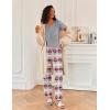Ekouaer 2 Piece Womens Pajamas V Neck Short Sleeve Top and Long Pants Pjs Print Lounge Set Sleepwear(Heart Plaid)