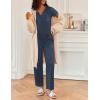 Ekouaer 2 Piece Womens Pajamas V Neck Short Sleeve Top and Long Pants Pjs Print Lounge Set Sleepwear(Navy Polka Dot)