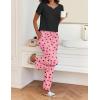 Ekouaer 2 Piece Womens Pajamas V Neck Short Sleeve Top and Long Pants Pjs Print Lounge Set Sleepwear(Pink Heart)