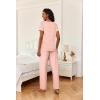 Ekouaer 2 Piece Womens Pajamas V Neck Short Sleeve Top and Long Pants Pjs Print Lounge Set Sleepwear(Pink Stripes)