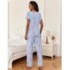 Ekouaer 2 Piece Womens Pajamas V Neck Short Sleeve Top and Long Pants Pjs Print Lounge Set Sleepwear(Pink and Purple Tie-dye)