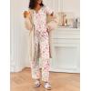 Ekouaer 2 Piece Womens Pajamas V Neck Short Sleeve Top and Long Pants Pjs Print Lounge Set Sleepwear(White Flower)