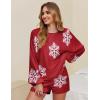 Ekouaer Knit Pajamas Set for Women Lounge Wear Sets Long Sleeve Sweatsuit Matching 2 Piece Outfits Casual Sweater Sets S-XXL(Christmas Red)