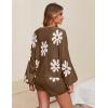Ekouaer Knit Pajamas Set for Women Lounge Wear Sets Long Sleeve Sweatsuit Matching 2 Piece Outfits Casual Sweater Sets S-XXL(Floral Brown)