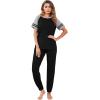 Ekouaer Lounge Sets for Women Two Piece Pajama Set Short Sleeve Crewneck Jogger Outfits and Sweatpants Tracksuit(Black)