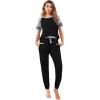 Ekouaer Lounge Sets for Women Two Piece Pajama Set Short Sleeve Crewneck Jogger Outfits and Sweatpants Tracksuit(Black)