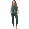 Ekouaer Lounge Sets for Women Two Piece Pajama Set Short Sleeve Crewneck Jogger Outfits and Sweatpants Tracksuit(Green)