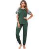 Ekouaer Lounge Sets for Women Two Piece Pajama Set Short Sleeve Crewneck Jogger Outfits and Sweatpants Tracksuit(Green)