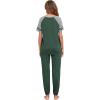 Ekouaer Lounge Sets for Women Two Piece Pajama Set Short Sleeve Crewneck Jogger Outfits and Sweatpants Tracksuit(Green)