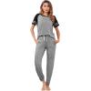 Ekouaer Lounge Sets for Women Two Piece Pajama Set Short Sleeve Crewneck Jogger Outfits and Sweatpants Tracksuit(Light Grey 2)