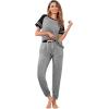Ekouaer Lounge Sets for Women Two Piece Pajama Set Short Sleeve Crewneck Jogger Outfits and Sweatpants Tracksuit(Light Grey 2)