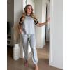 Ekouaer Lounge Sets for Women Two Piece Pajama Set Short Sleeve Crewneck Jogger Outfits and Sweatpants Tracksuit(Light Grey 2)