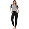 Ekouaer Lounge Sets for Women Two Piece Pajama Set Short Sleeve Crewneck Jogger Outfits and Sweatpants Tracksuit(Light Grey)