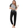 Ekouaer Lounge Sets for Women Two Piece Pajama Set Short Sleeve Crewneck Jogger Outfits and Sweatpants Tracksuit(Light Grey)